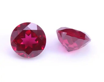 Lab Created Ruby Corundum Round Faceted AAA Loose Gemstones, Luxury Jewelry Makings, July Birthstones (1mm - 17mm)