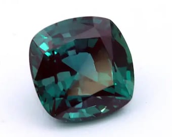 Czochralski Method Alexandrite Loose Gemstones, Lab Created Pulled Alexandrite Cushion Faceted for Luxury Jewelry Makings (3x3mm - 10x10mm)