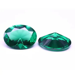 Nano Crystal Green Oval Faceted Loose Gemstones for Jewelry Makings, High Temperature Resistant (4x3mm - 18x13mm)