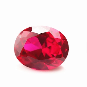Lab Created Ruby Corundum Oval Faceted AAA Loose Gemstones, Luxury Jewelry Makings, July Birthstones (4x3mm - 18x13mm)
