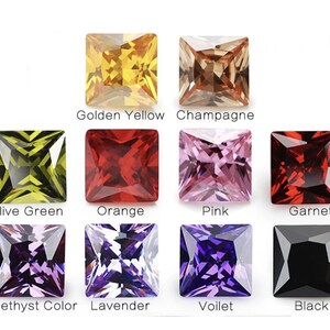 Zircon carré à facettes, couleurs variées, pierres précieuses non serties (2 x 2 mm - 10 x 10 mm) image 2