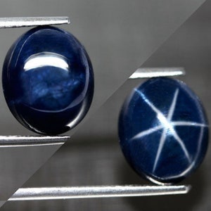 Natural 6 Rays Dark Blue Star Sapphire Oval Cabochon Loose Gemstones for Jewelry Makings (6x4mm - 12x10mm)