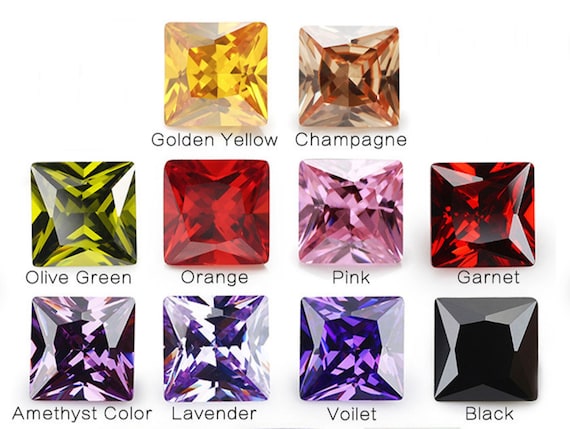 Square Faceted Mixed Color Cubic Zirconia, Loose Gemstone (2x2mm - 10x10mm)