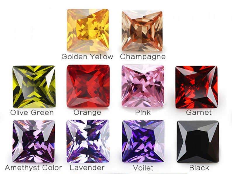Cubic Zirconia Mixed Colors Multi-Color Square Faceted CZ Loose Gemstones for Luxury Jewelry Makings
