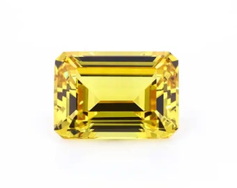 Lab Created Yellow Sapphire Corundum Emerald Faceted Loose Gemstones, September Birthstone (4x2mm - 18x13mm)