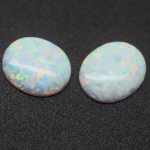 Lab Created White Opal Oval Cabochon AAA Loose Gemstones for Luxury Jewelry Makings (5x3mm - 18x13mm)