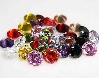 Cubic Zirconia Mixed Colors Lot Round Faceted AAA Loose Gemstones, Jewelry Makings (1mm - 12mm)