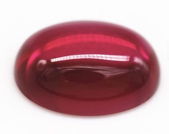 Lab Created Ruby With Visible Inclusions Oval Cabochon Loose