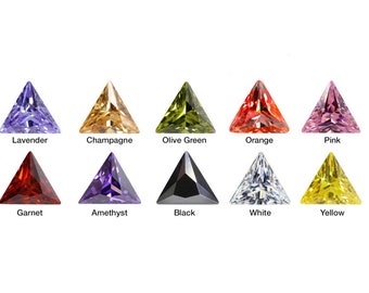 Cubic Zirconia Mixed Colors Lot Triangle Faceted AAA Loose Gemstones, CZ Luxury Jewelry Makings (3x3mm - 10x10mm)