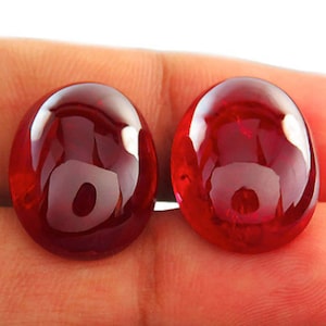 Lab Created Oval Cabochon Ruby with Visible Inclusions Loose Gemstones for Jewelry Makings, July Birthstone (10x8mm - 30x20mm)