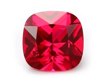 Lab Created Ruby Corundum Cushion Faceted AAA Loose Gemstones, Luxury Jewelry Makings, July Birthstones (3x3mm - 15x15mm)