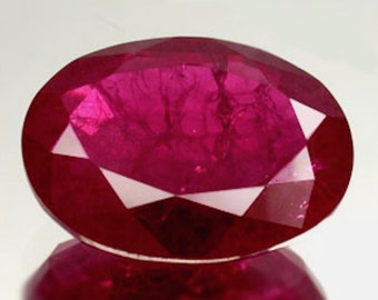 Lab Created Ruby With Visible Inclusions Oval Cabochon Loose