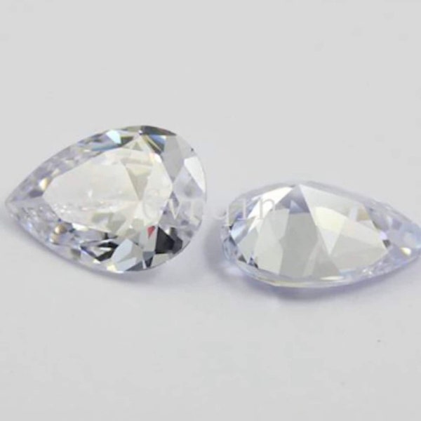 Cubic Zirconia Pear Faceted White Color CZ AA+ Loose Gemstones for Luxury Jewelry Makings (4x3mm - 18x13mm)