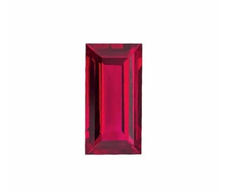 Lab Created Ruby Baguette Faceted Loose Gemstones, July Birthstone (3x2mm - 12x10mm)