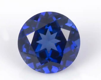 Lab Created Blue Sapphire Corundum Round Faceted AAA Loose Gemstones for Luxury Jewelry Makings, September Birthstones (2mm - 15mm)