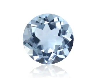 Lab Created Aquamarine Spinel Round Faceted AAA Loose Gemstones for Luxury Jewelry Makings, March Birthstones (3mm - 20mm)