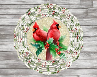 Cardeal Pássaro Natal Holly Wind Spinner Sublimação PNG Wind Spinner Design Jardim Wind Spinner Sublimation Design Download Digital, PNG