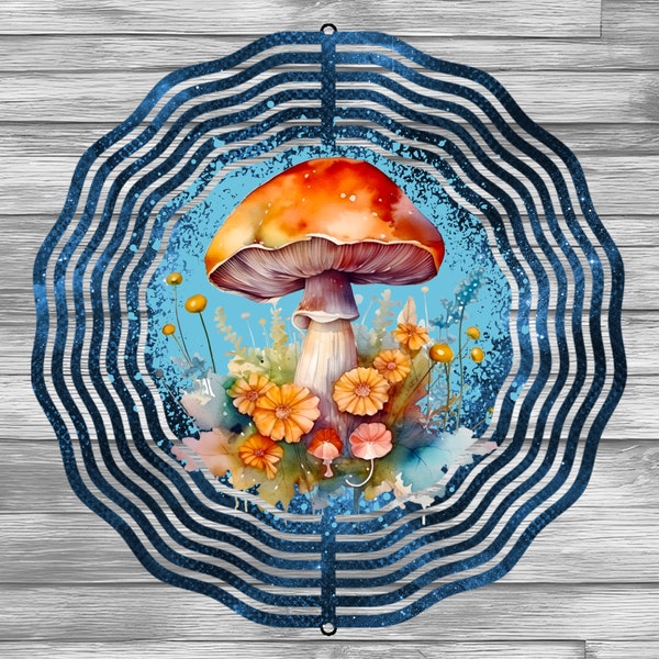 Mushroom Wind Spinner Sublimation PNG, Wind Spinner Design, Garden Wind Spinner, Sublimation Design, Digital Download, Floral PNG