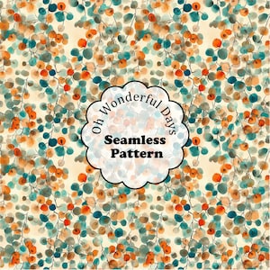 Abstrakte Orange Teal Blume Blätter Nahtlose Muster Digitale Wiederholung Sublimation Tapete Scrapbooking Papier Scrapbook Journal Karten