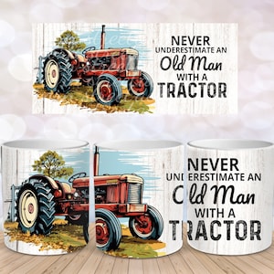 Vintage Tractor Old Tractor Farm Sublimation Instant Digital Design Download 11 oz 15 oz Mug Wrap Design - PNG, tractor png