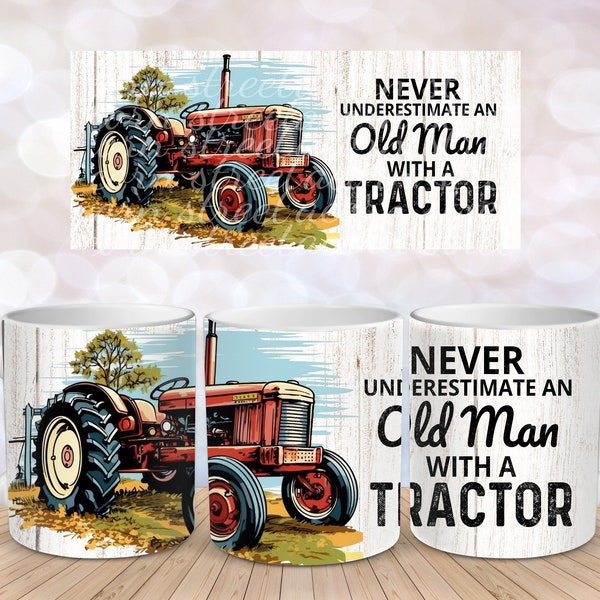 Vintage Tractor Old Tractor Farm Sublimation Instant Digital Design Download 11 oz 15 oz Mug Wrap Design - PNG, tractor png