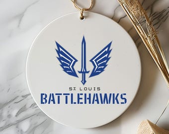 STL Battlehawks Football Ornament,  Football Ornament, Christmas Ornament, Sports Fan Gift, Football Christmas Decor