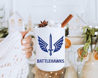 St Louis Battlehawks 15oz Ceramic Mug, Large Football Team Logo Cup, Gift for Sports Fans, Game Day Coffee Tea Mug