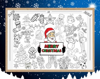 Giant Christmas Coloring Poster| Winter Art Activity| Christmas Fine Motor Activity | Christmas Decor  | Christmas Party Activity | Print