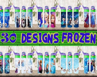 Envoltorios de vasos infantiles de dibujos animados: Princesas y personajes de películas PNG sublimados (descarga digital)