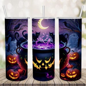 Halloween Cauldron 20 oz Skinny Tumbler Sublimation Design, Spooky Witch Couldron Tumbler Png, Halloween Tumbler Wrap Png, Digital Download