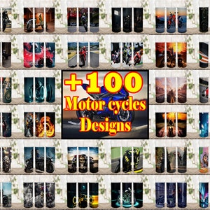 100+ Motorcycle Tumbler Wrap PNGs | 20oz Skinny Tumbler Wraps Bundle | Biker Digital Download, Cool Tumbler Designs for Men