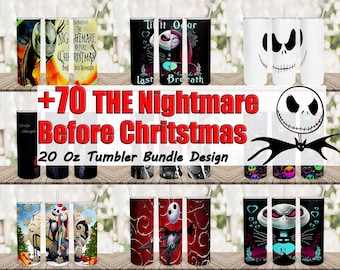 Movie Halloween Nightmare 20oz Skinny Tumbler Wrap Bundle PNG, Halloween Sublimation Designs