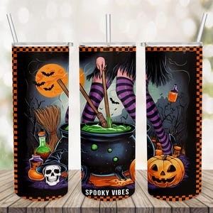 Witch Cauldron Tumbler Png, Halloween 20 oz Skinny Tumbler Sublimation Design, Halloween Tumbler Wrap, Spooky Vibes Png, Digital Download