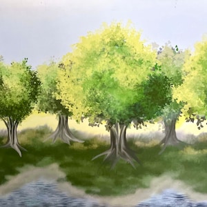 Serene Tree Grove Nature Digital Painting