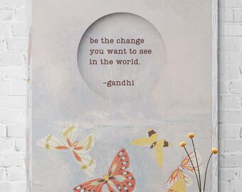 Mystic Wall Art Poster, Inspirational Quote, Quote print, Gandhi's 'Be the Change..' saying, Gandhi Words Poster, İnspirational Print Poster