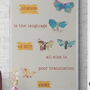 Rumi Art, Inspirational Quote, Positive quotes, Quote print, Rumi's 'The Silence' Poem, Rumi Poem Poster