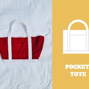 Reversible Tote Bag PDF Sewing Pattern and Manual / Small Easy Tote Bag Sewing Pattern / Beginner Sewing Pattern / Square Tote Bag with Ties