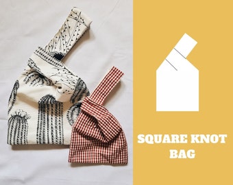 3 sizes / Square Knot Bag Sewing Pattern and Step by Step Tutorial / Japanese Knot Bag / Quick Fun Easy Sewing Project / Project Bag Pattern
