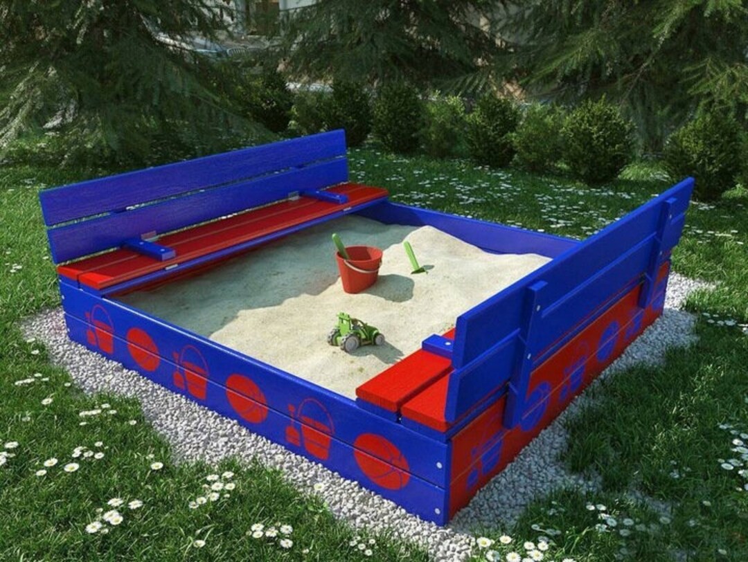 Sandbox for Children With Flowers Blue 120X120 Etsy