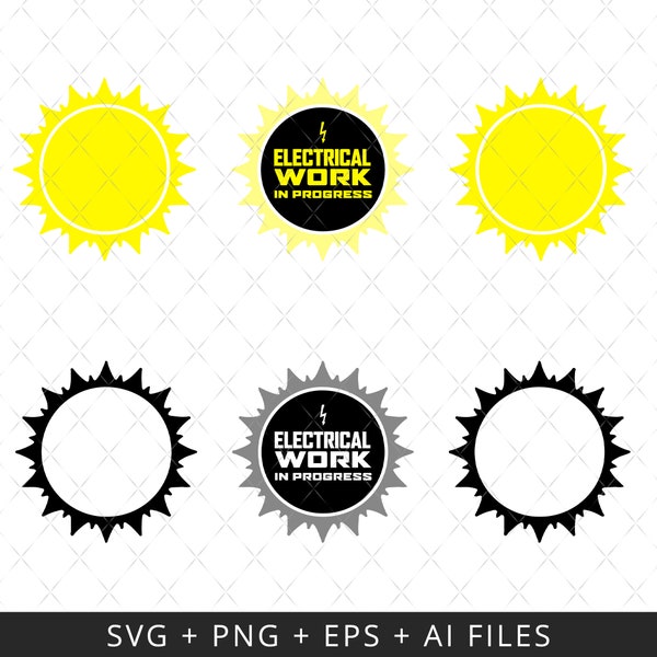 Solar Eclipse 2024 SVG Cut File, Work In Progress SVG, Electrical Work In Progress, Solar Eclipse Cut Files, Work In Progress Vector