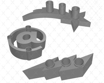 Juego de 3 portaplumas, archivos STL, modelo imprimible en 3D, portaplumas 3D, portaplumas impreso en 3D, portaplumas estrella, portaplumas @, portaplumas trueno