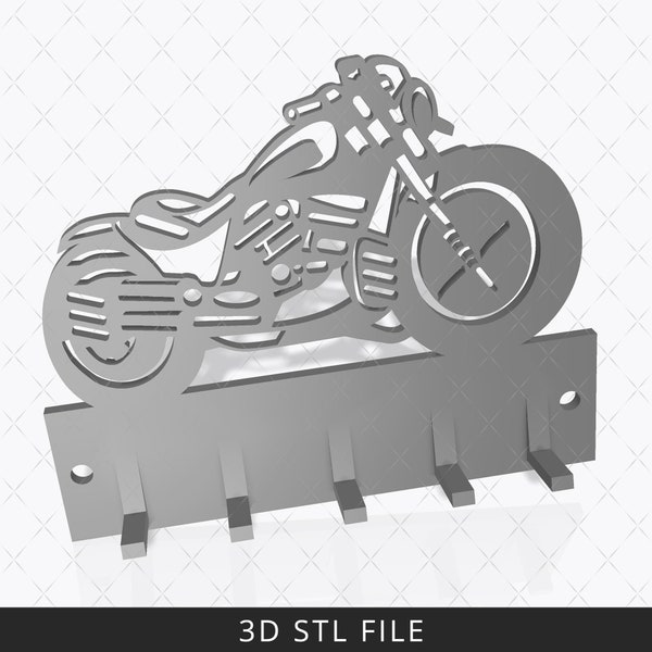 Bobber Motorcycle Key Holder, STL Files, 3D Printable Model, STL File for 3D Printing, 3D Wall Art, 3D Printed Home decor, Motorcycle STL