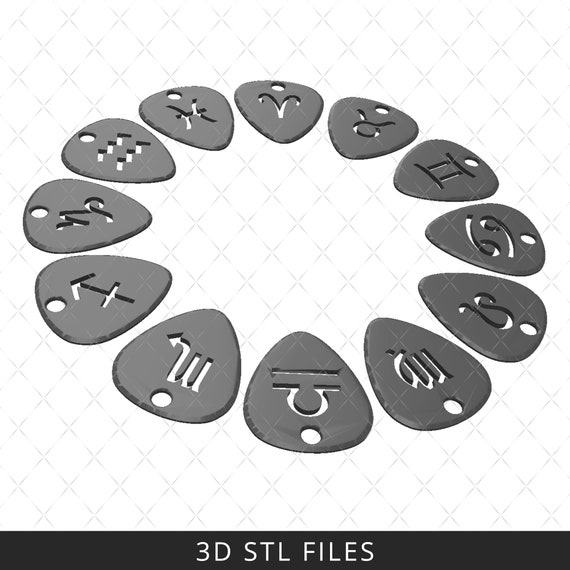 Zodiac Sign Keychains, STL File, 3D Printable Models, STL File for 3D Printing, keychains 3D STL, 3D Printed keychains, Zodiac Keychains