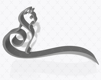 Chic Cat Decor, STL File, 3D Printable Model, STL File for 3D Printing, Standalone 3D Decor, 3D Printed Home decor, Cat Decor STL