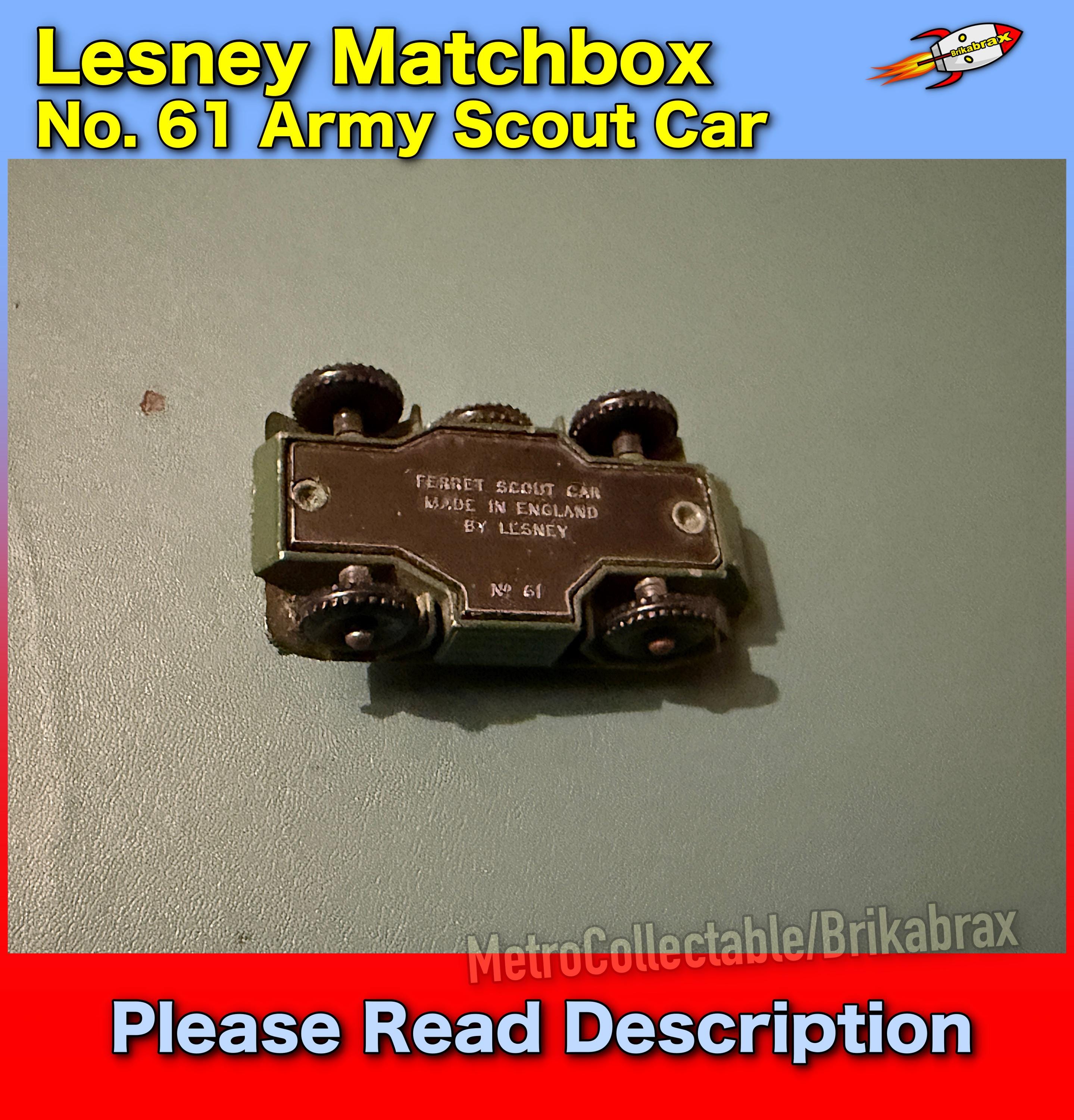 MATCHBOX 　No.61 Army Scout Car Lesney Matchbox No. 61 Army Scout Car (please Read