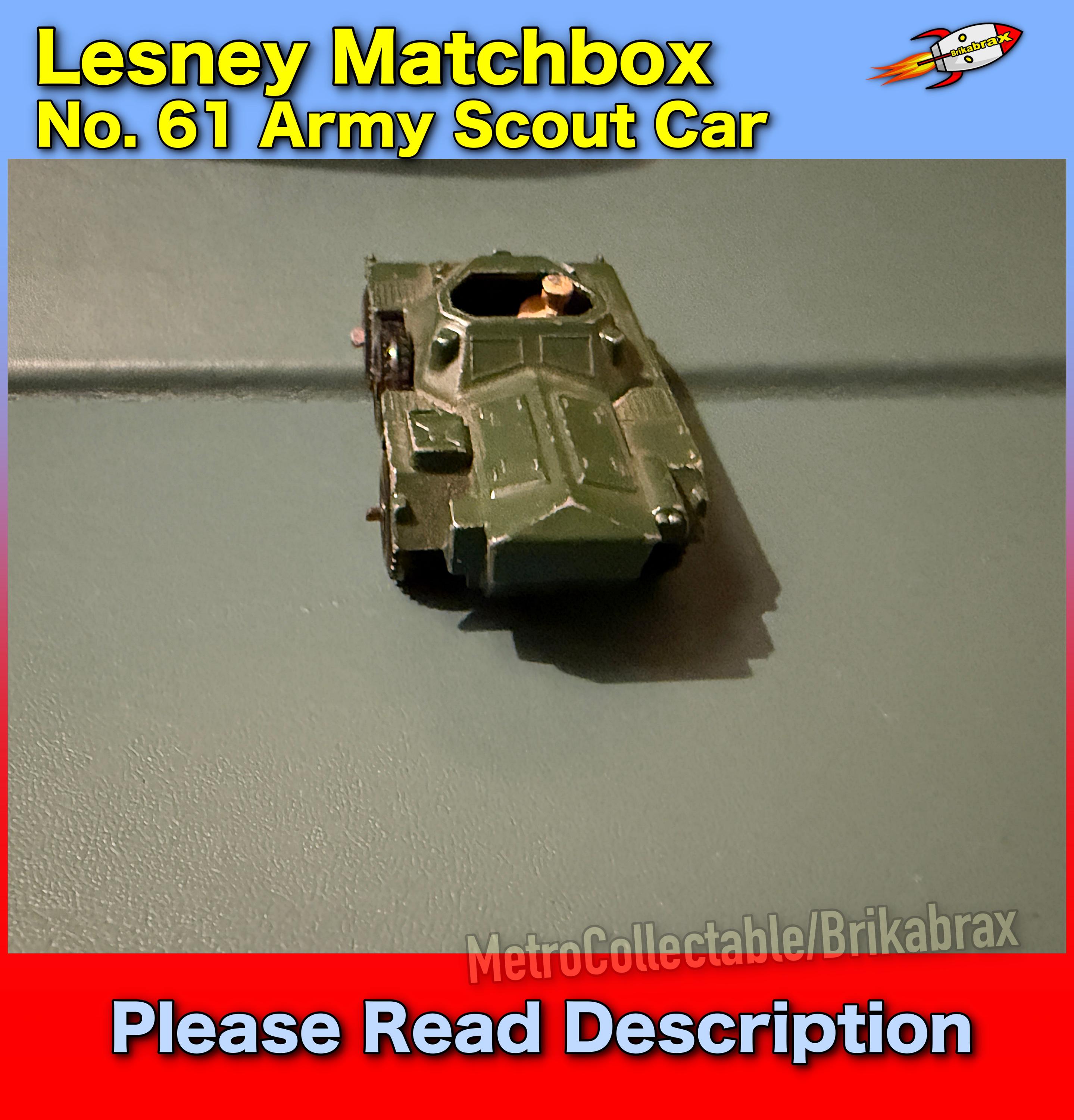Lesney Matchbox No. 61 Army Scout Car (please Read Description