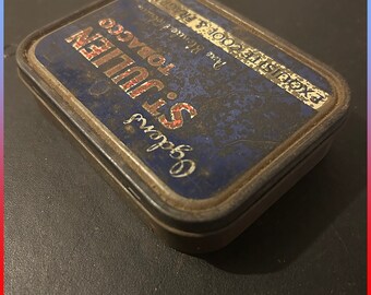 ogden's st julien tobacco tin Vintage Ogdens St Julien Tobacco Tin: Distressed Storage Tin