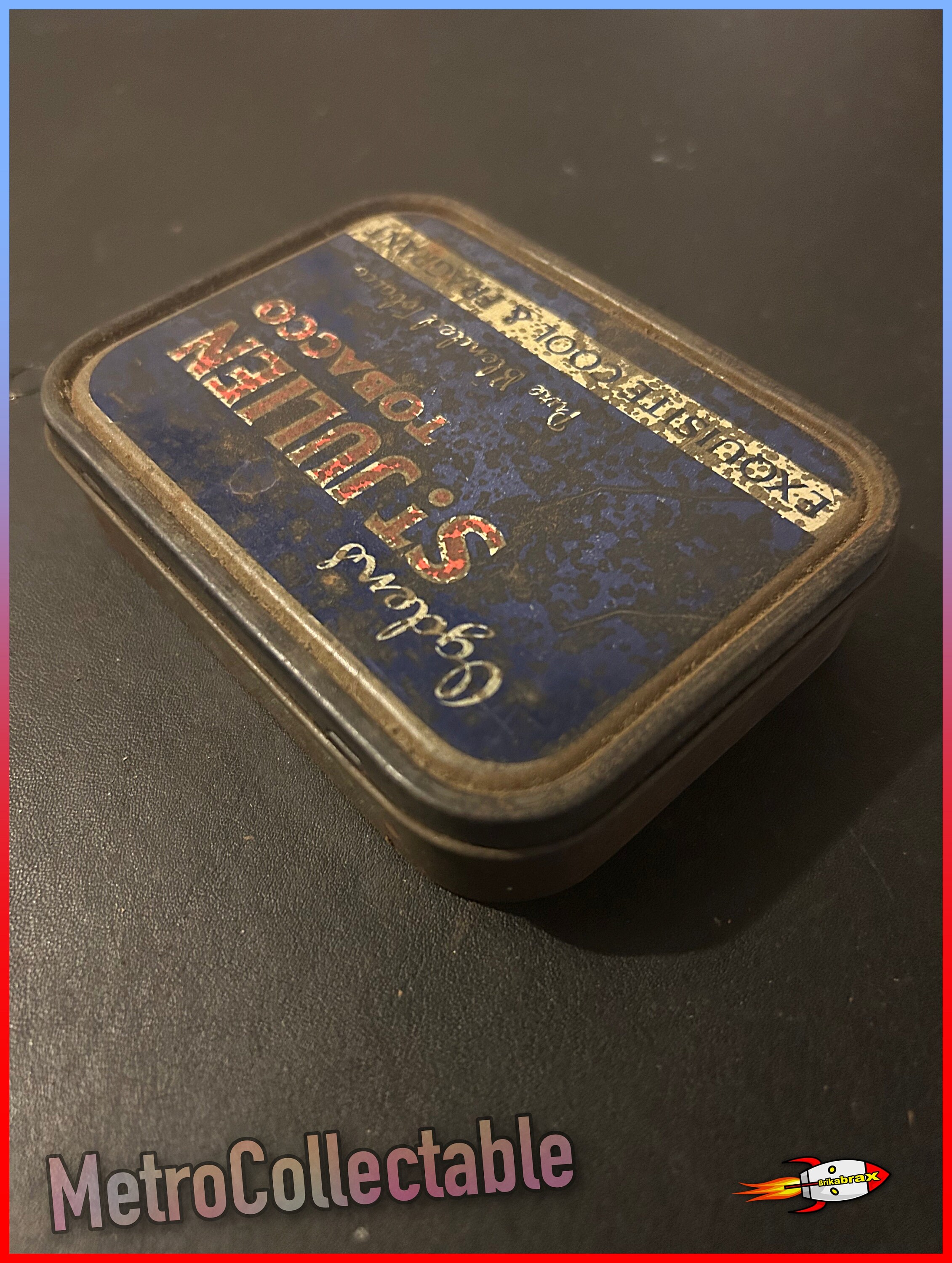 st julien tobacco tin St. Enamel Pictorial Advertising Sign Tobacco Tin Ogden's StJulien Tobacco