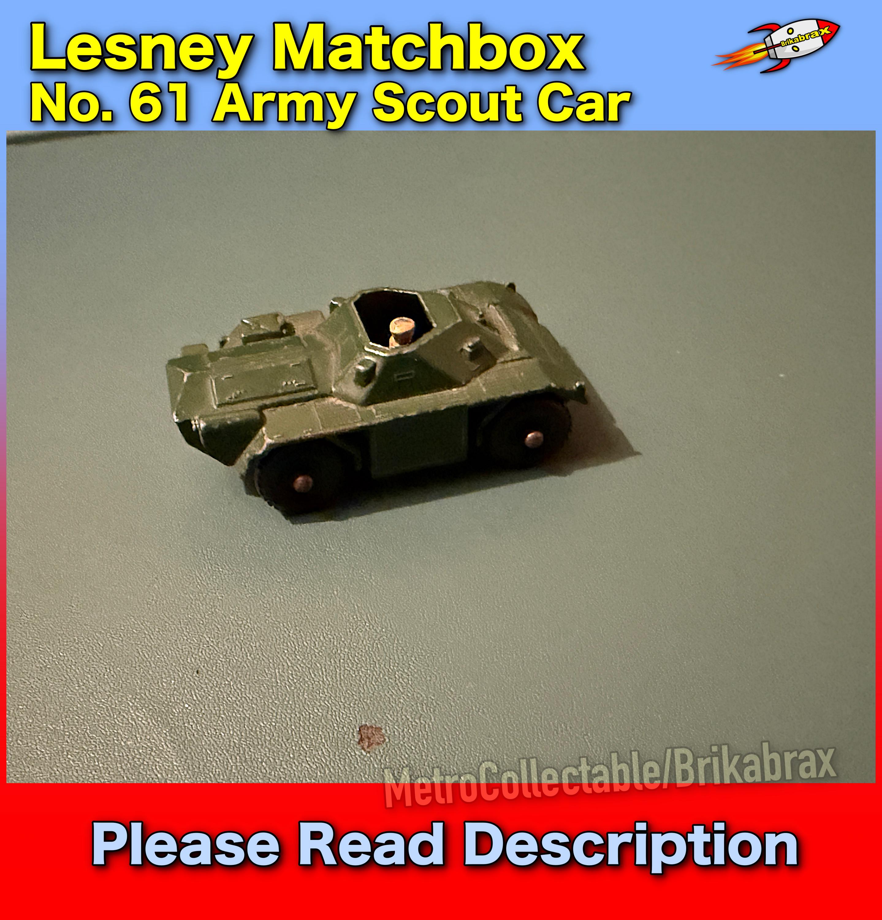 Lesney Matchbox No. 61 Army Scout Car (please Read Description