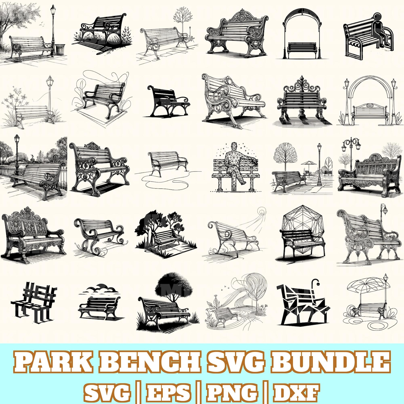 Park Bench Svg Bundle, Park Bench Vector, Park Bench Silhouette, Park ...
